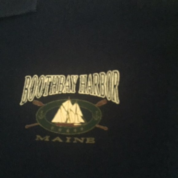 Mens XL Heavy button down fleece lined sweatshirt w/Boothbay Harbor Maine logo - Picture 2 of 7